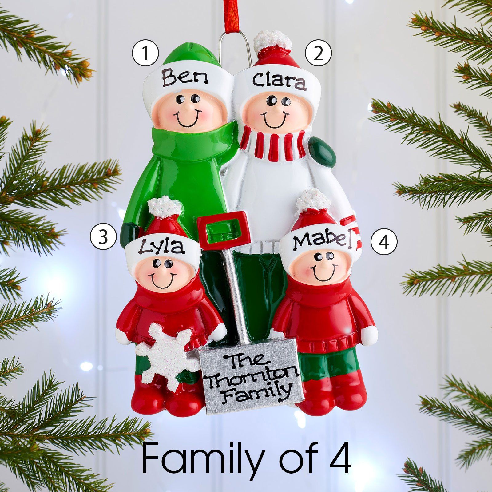 Christmas Ornament - Personalised Family Christmas Xmas Tree Decoration Ornament -  Shovel Family