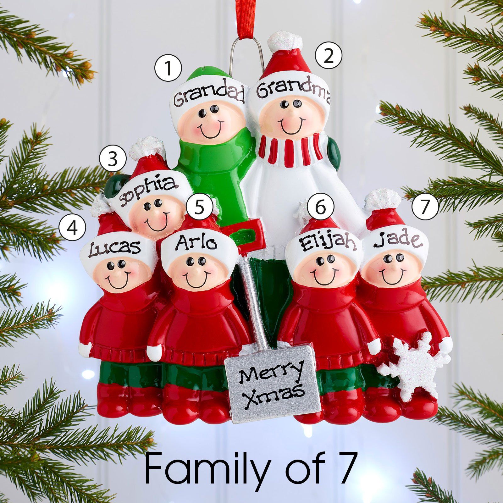Christmas Ornament - Personalised Family Christmas Xmas Tree Decoration Ornament -  Shovel Family