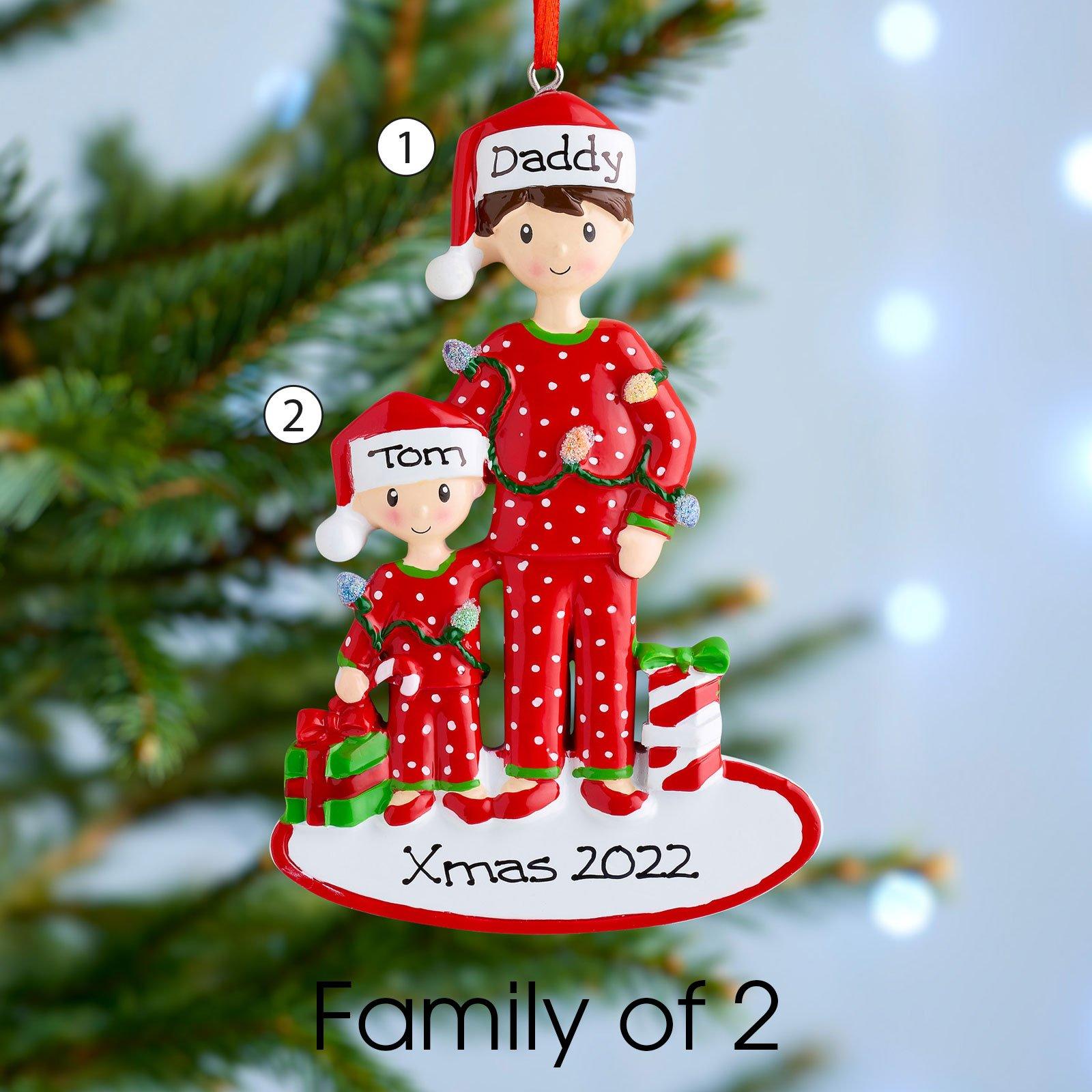 Christmas Ornament - Personalised Family Christmas Xmas Tree Decoration Ornament - Single Parent Dad