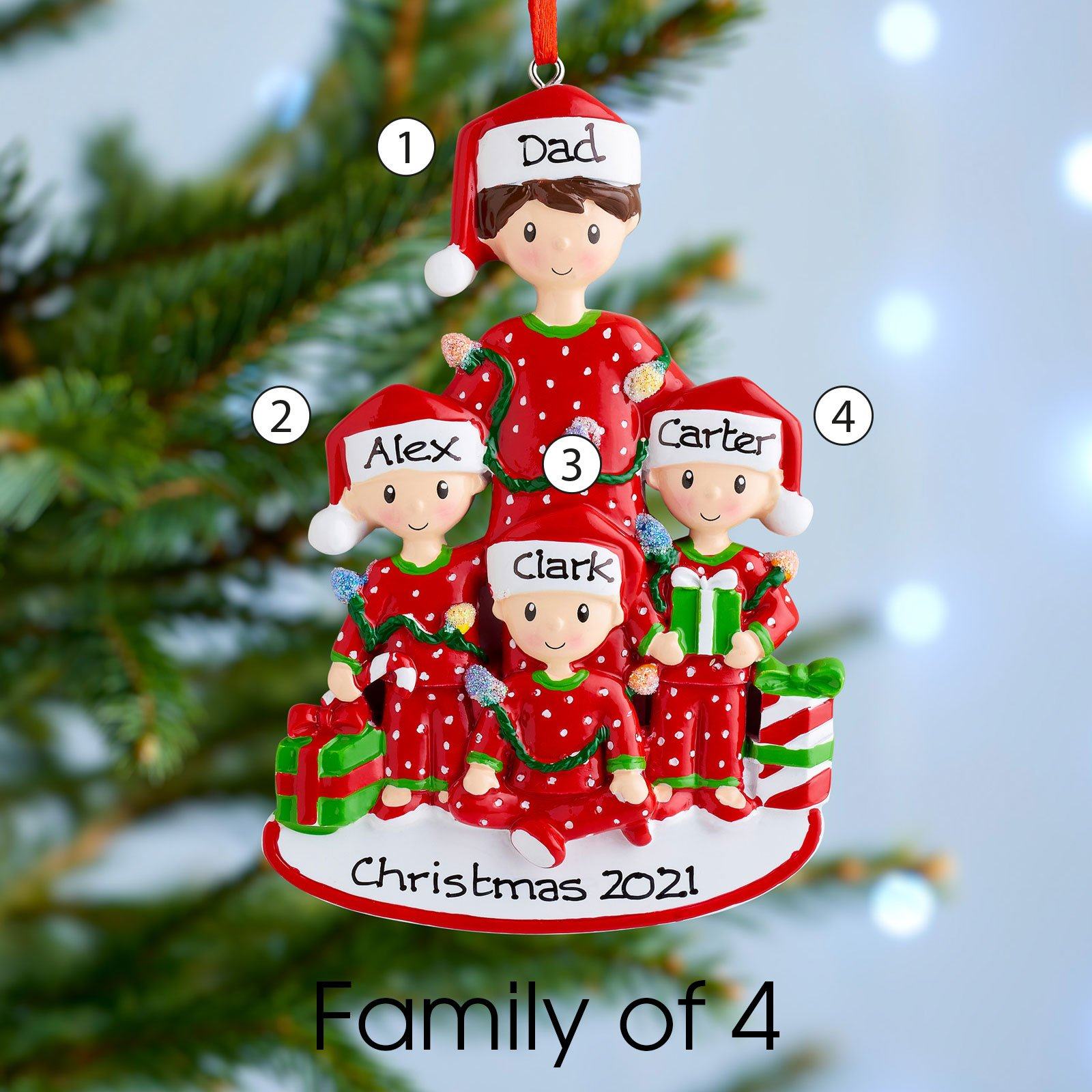Christmas Ornament - Personalised Family Christmas Xmas Tree Decoration Ornament - Single Parent Dad