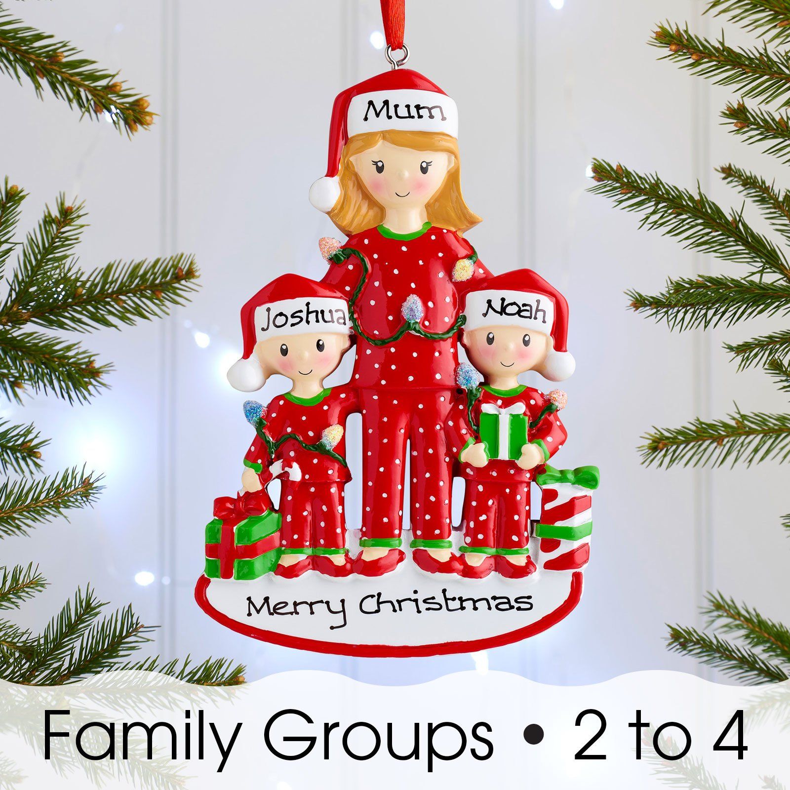 Christmas Ornament - Personalised Family Christmas Xmas Tree Decoration Ornament - Single Parent Mum