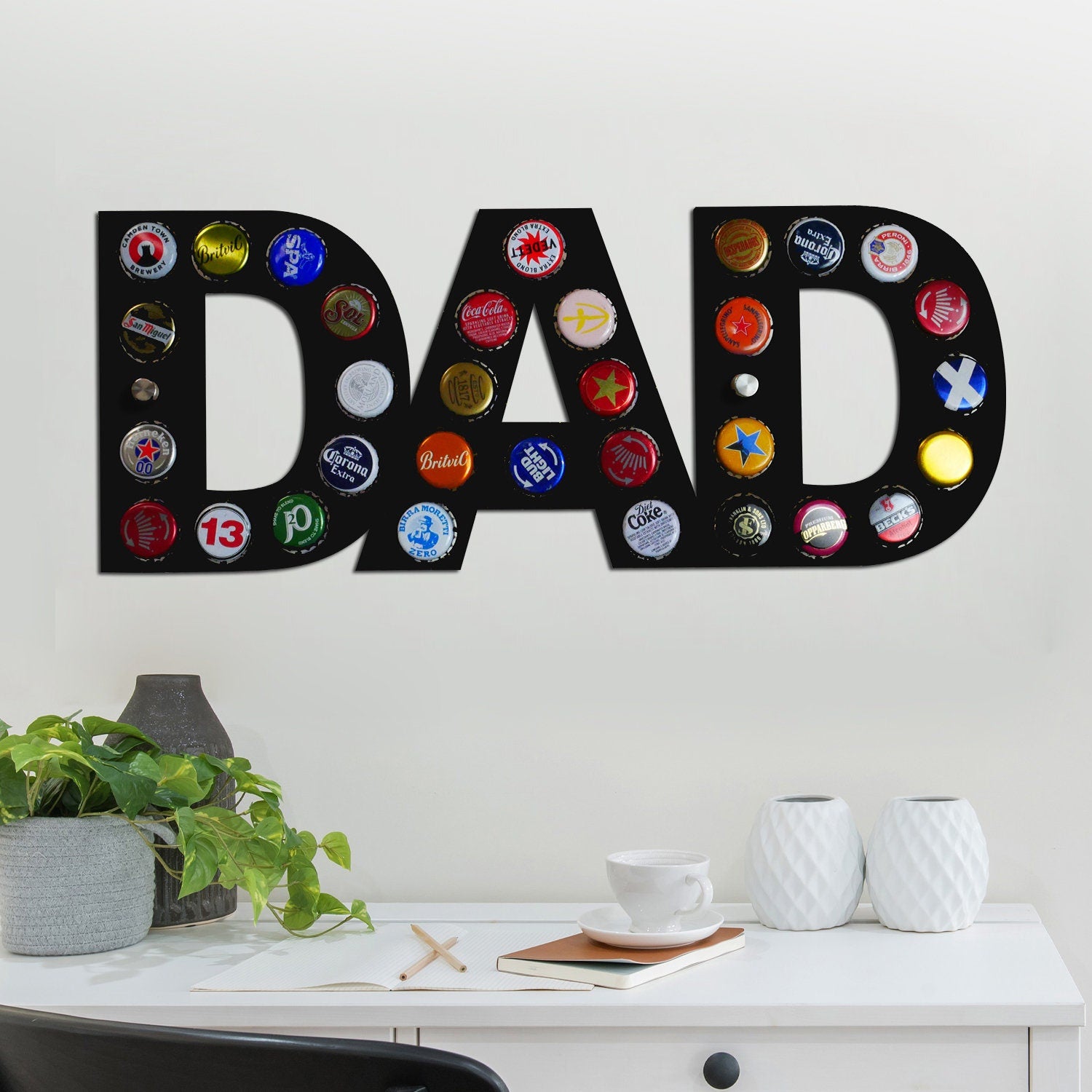 Dad Father Beer Cap Holder 32 Bottle Top Display