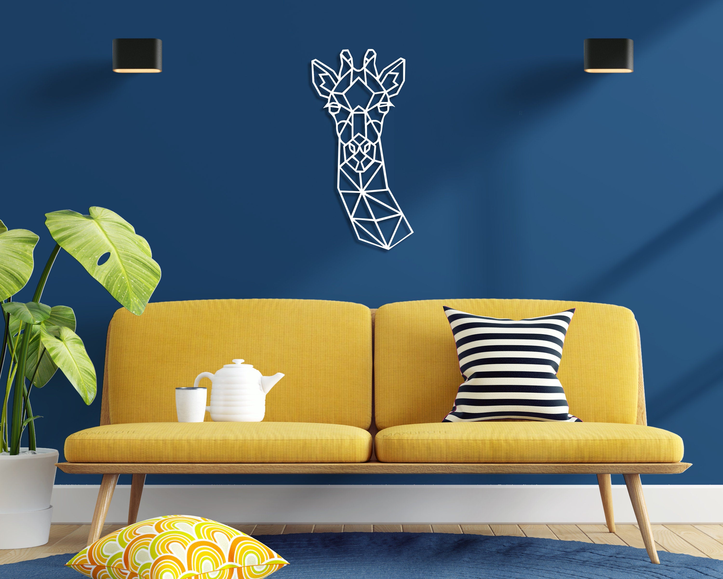 Safari Themed Wall Art, Wooden Geometric - Giraffe