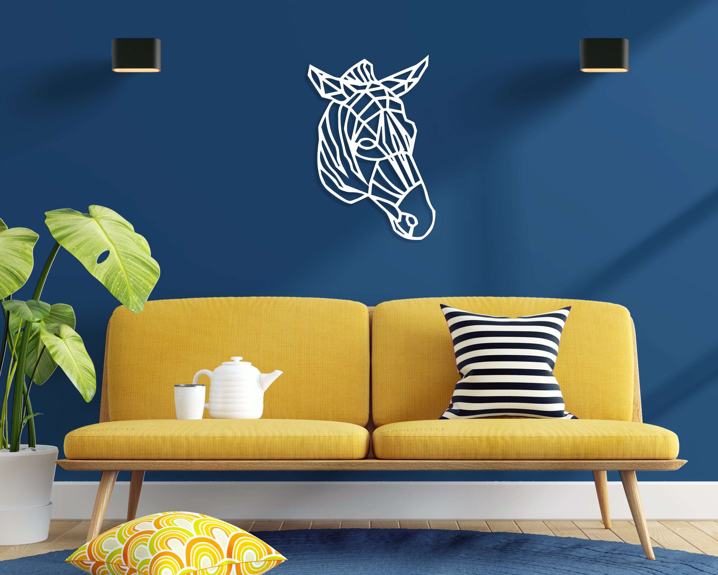 Safari Themed Wall Art, Wooden Geometric - Zebra