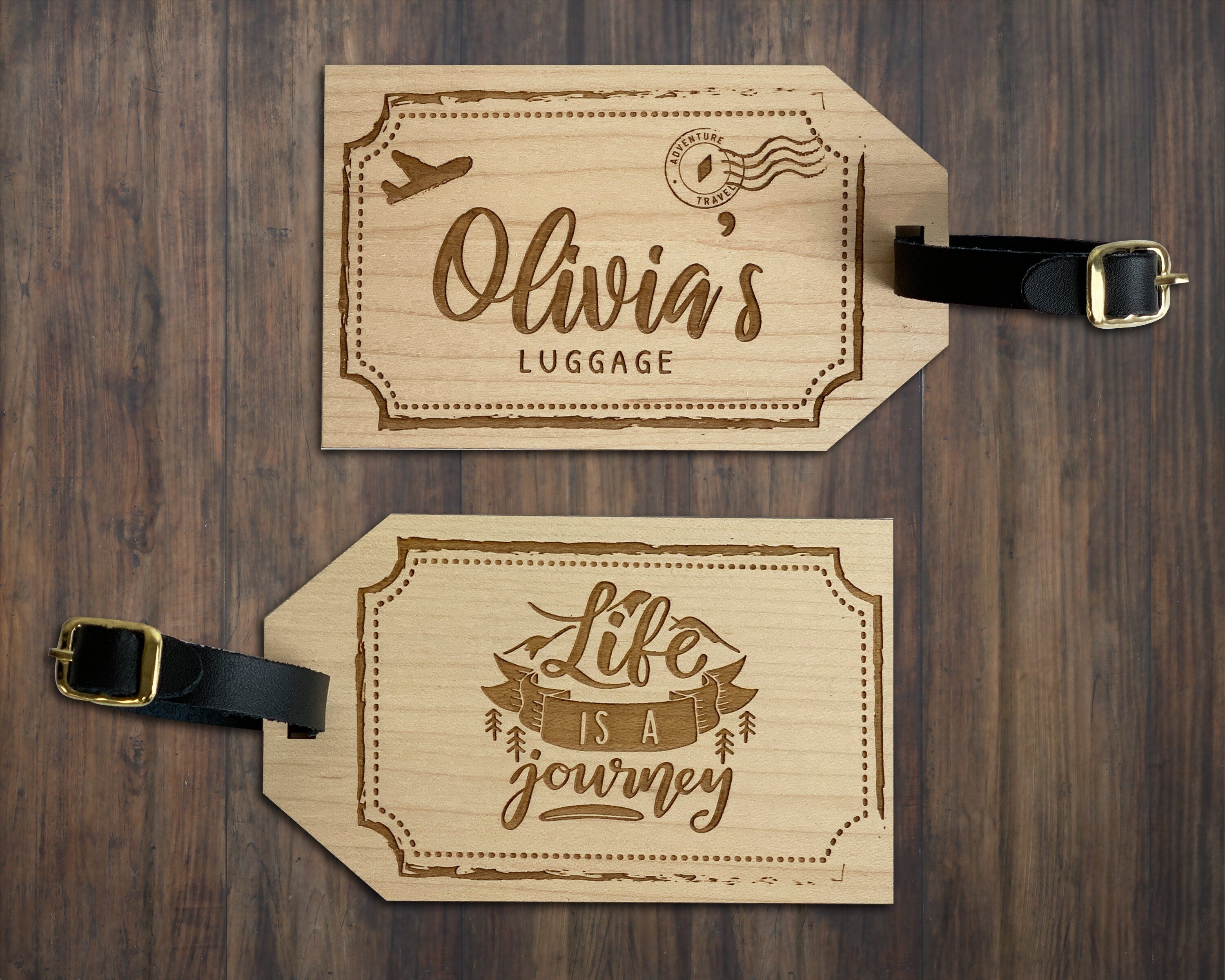 Personalised Wooden Luggage Tag - Life Is A Journey