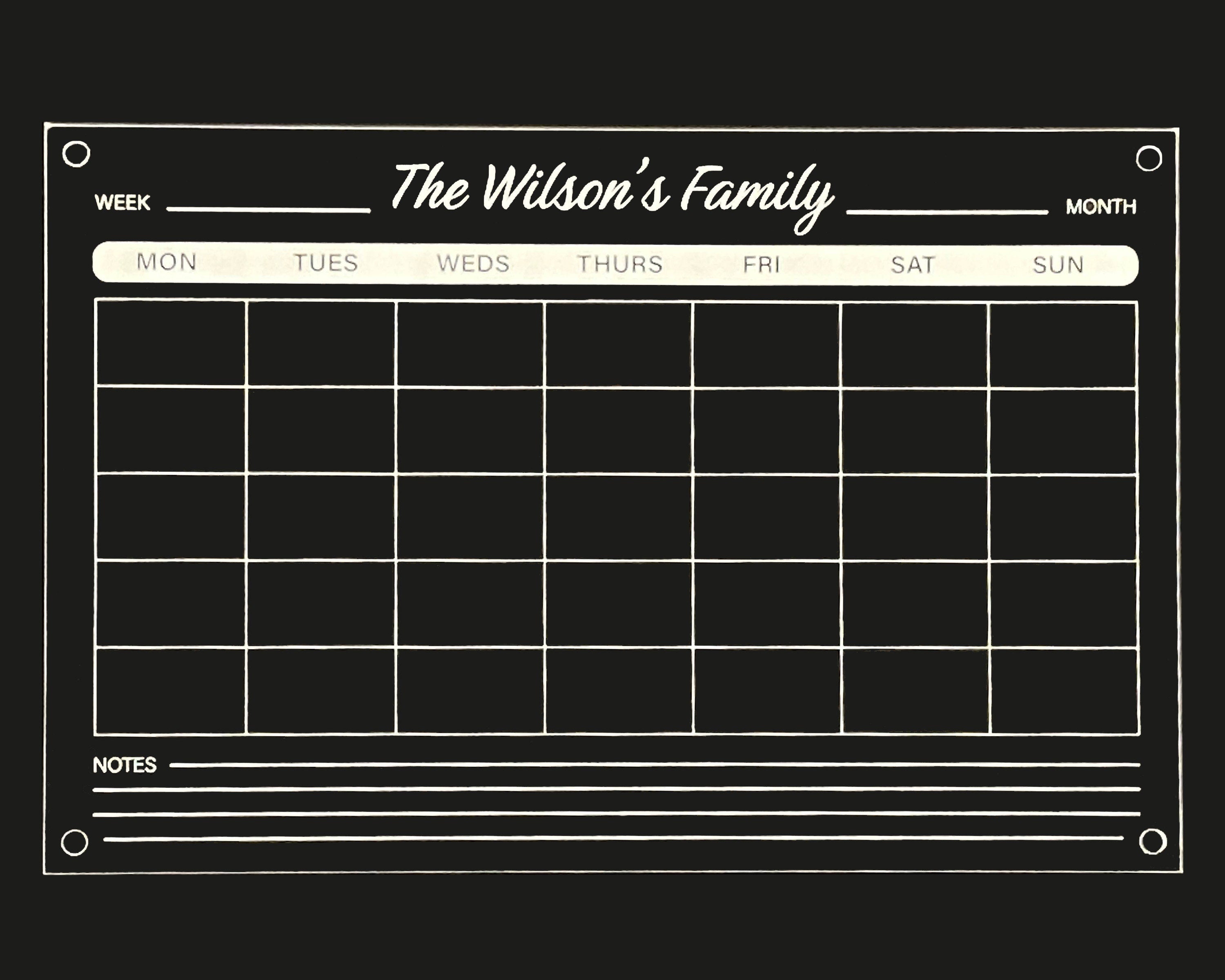 Personalised Acrylic Dry Erase Monthly and Weekly Wall Calendar