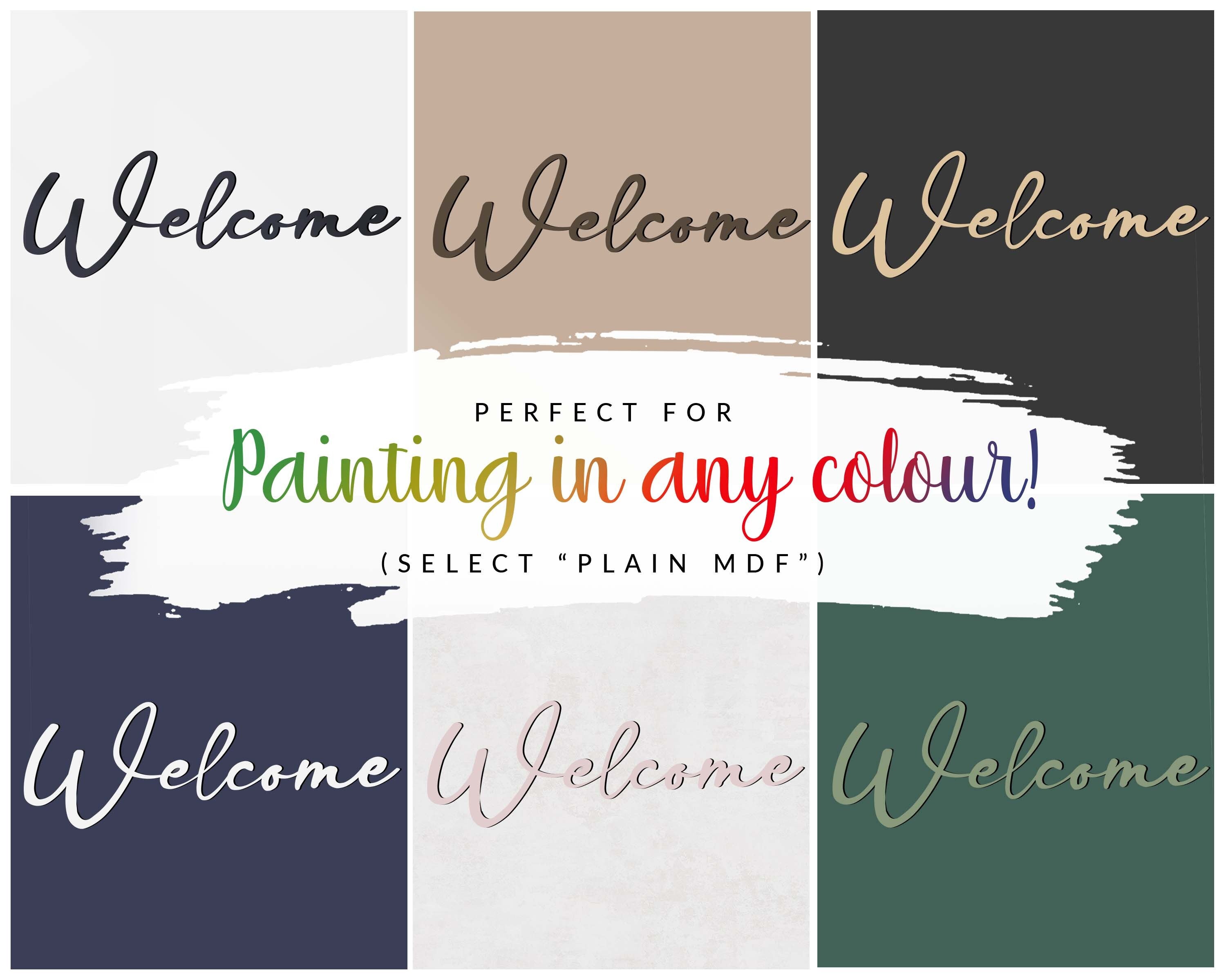 Welcome, Home Decor, Modern Handmade Wall Art