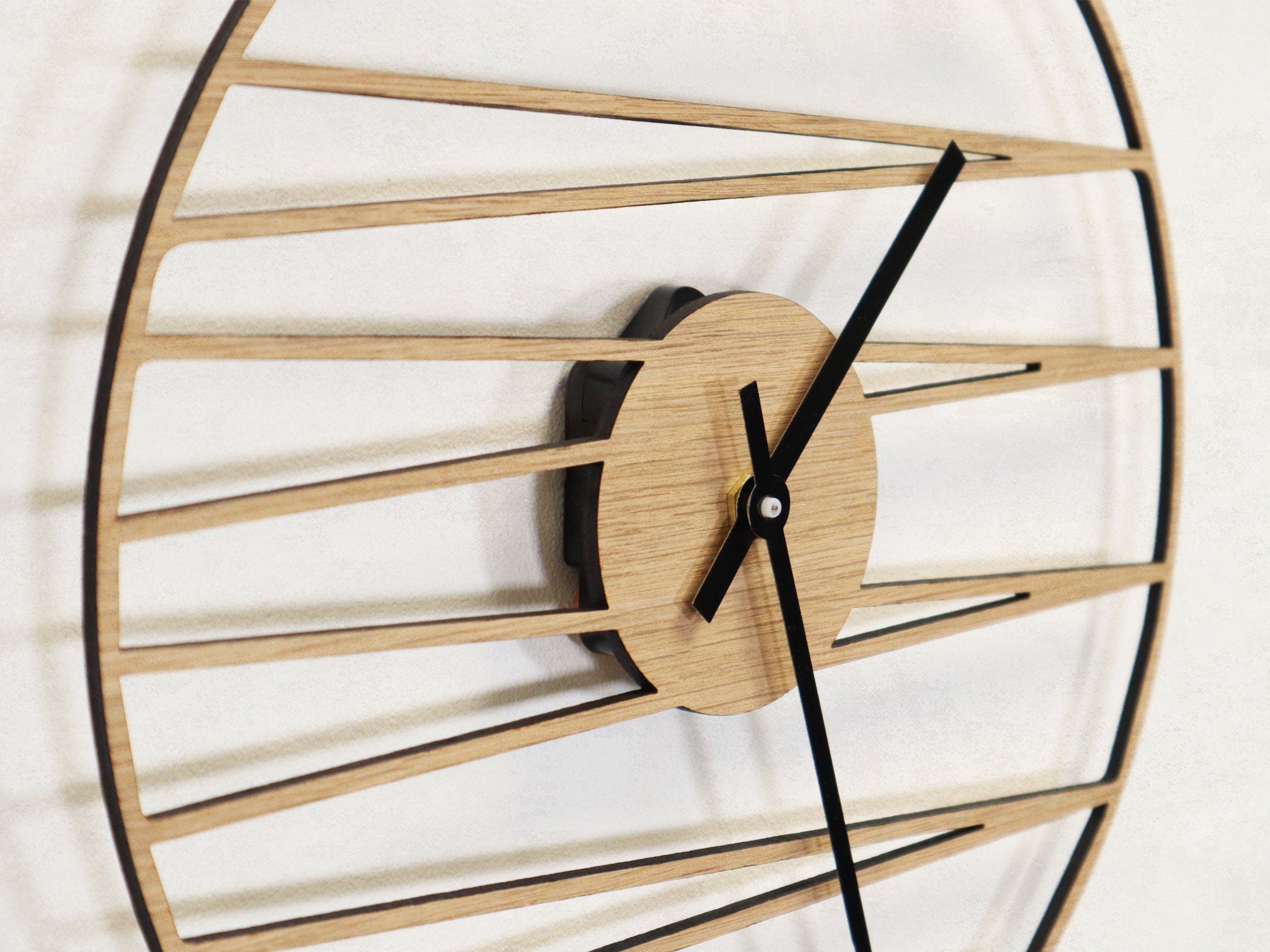 Minimalistic Diagonal Wooden Wall Clock, Geometric Wall Clock - Chic Design
