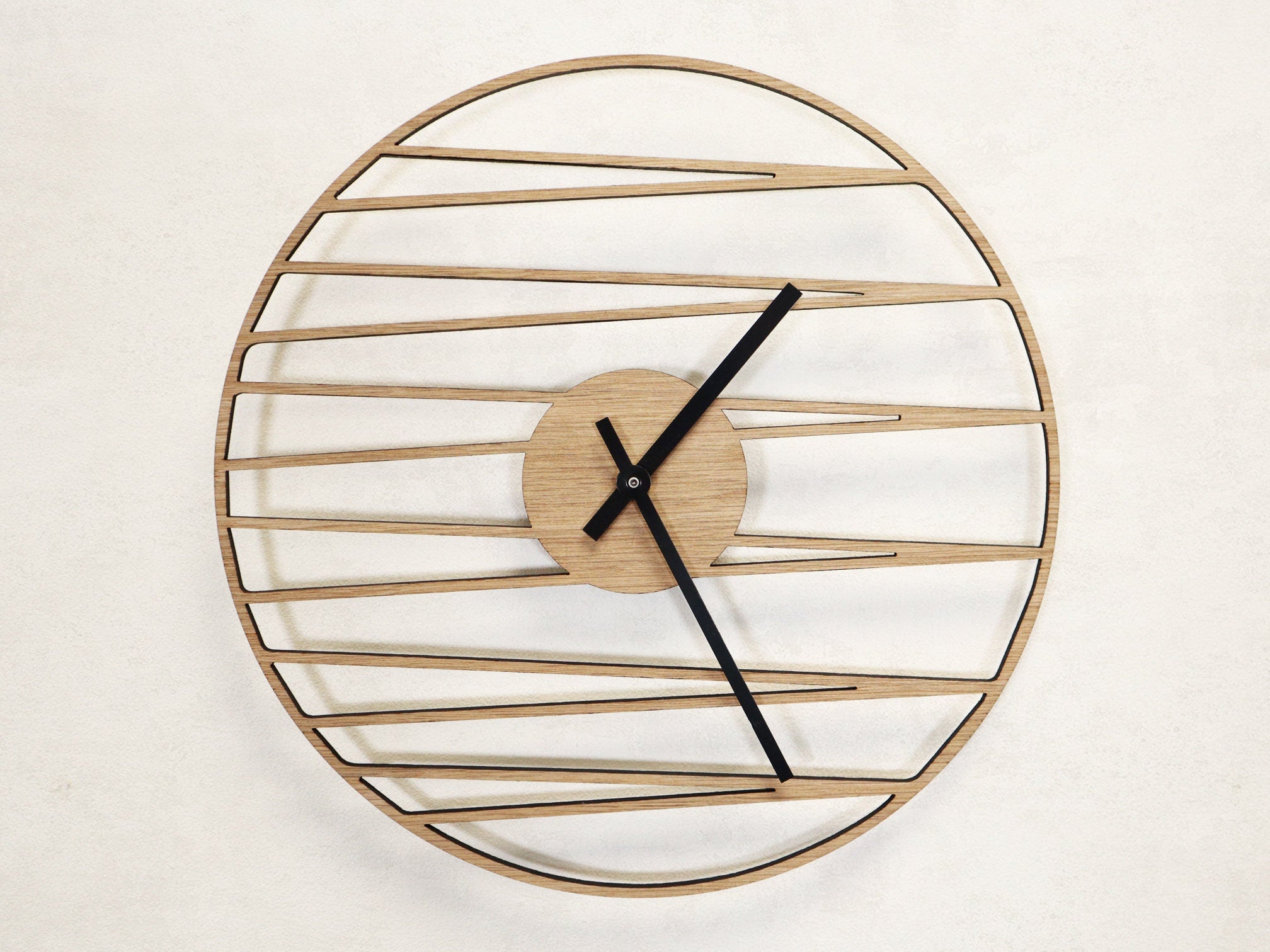 Minimalistic Diagonal Wooden Wall Clock, Geometric Wall Clock - Chic Design