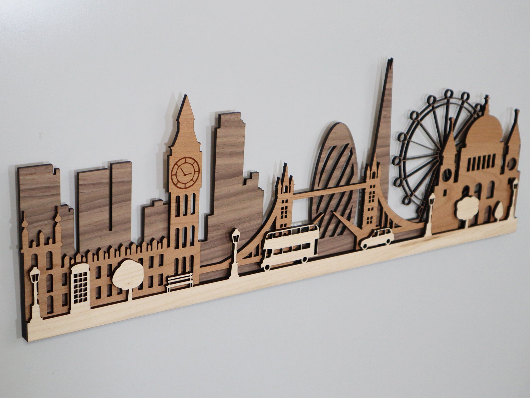 London Wooden Skylines Themed Contemporary Wall Decor Art
