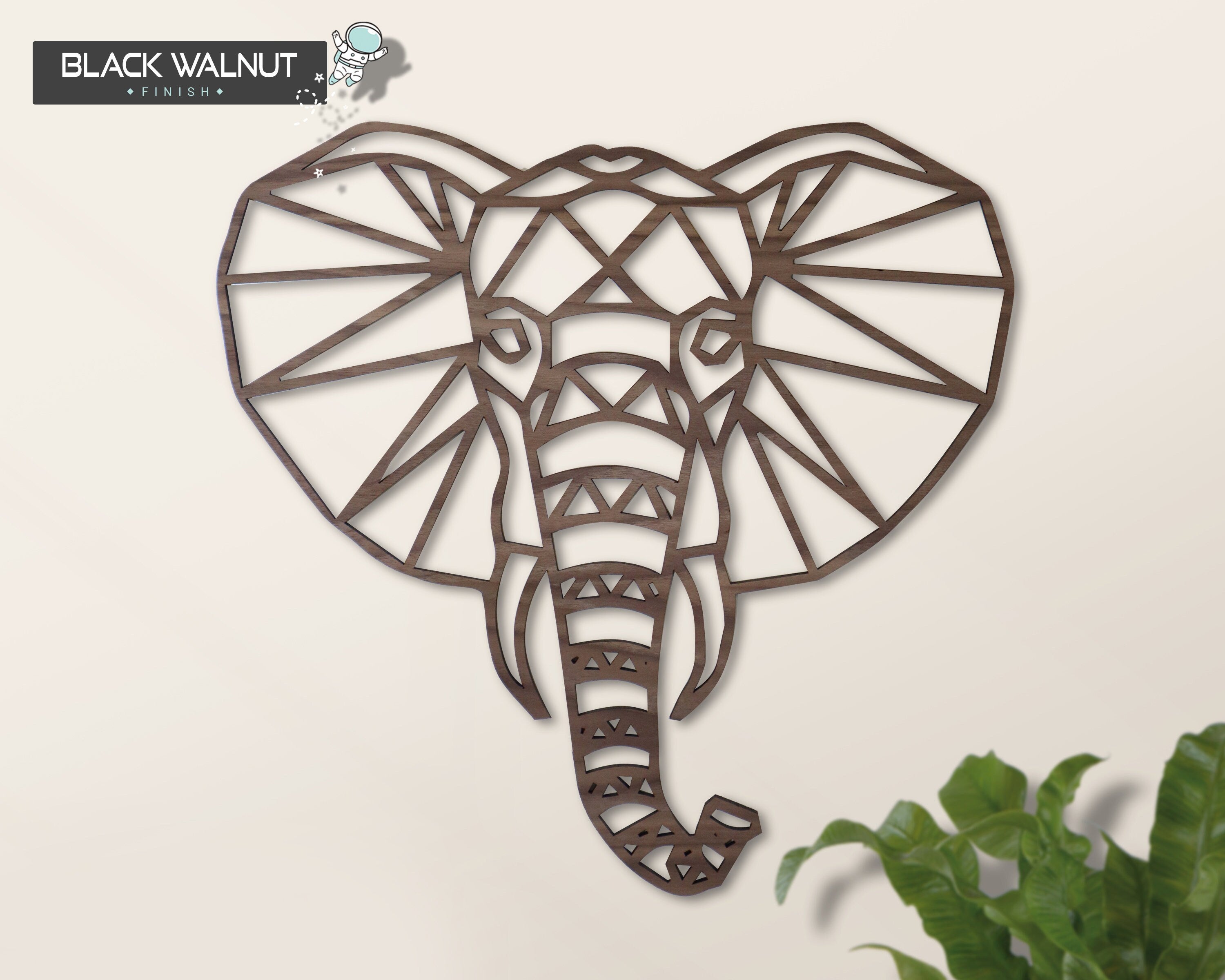 Safari Themed Wall Art, Wooden Geometric Elephant