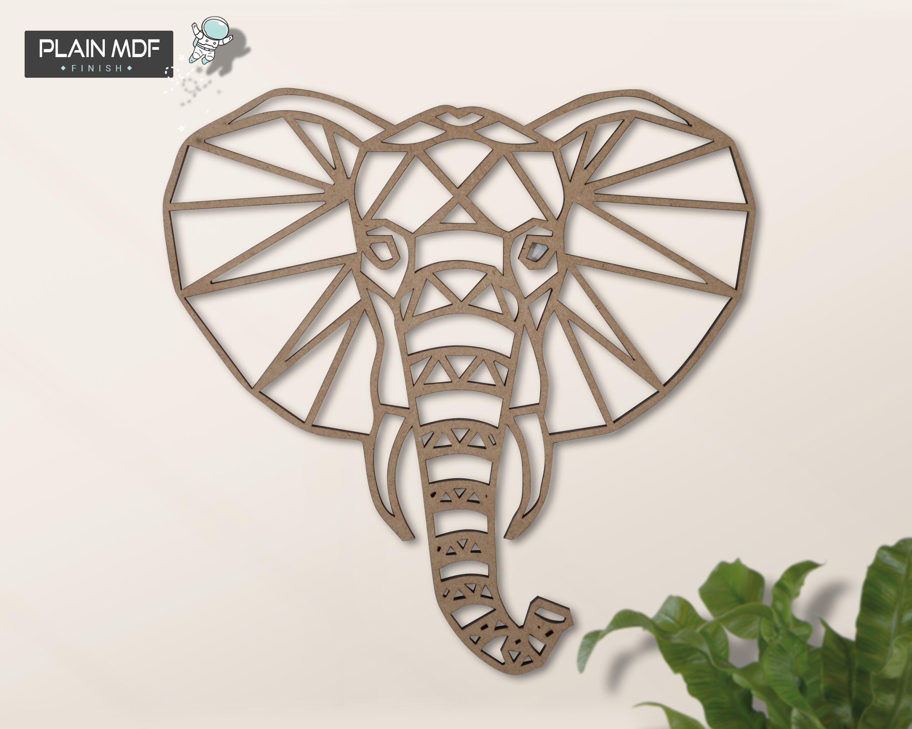 Safari Themed Wall Art, Wooden Geometric Elephant