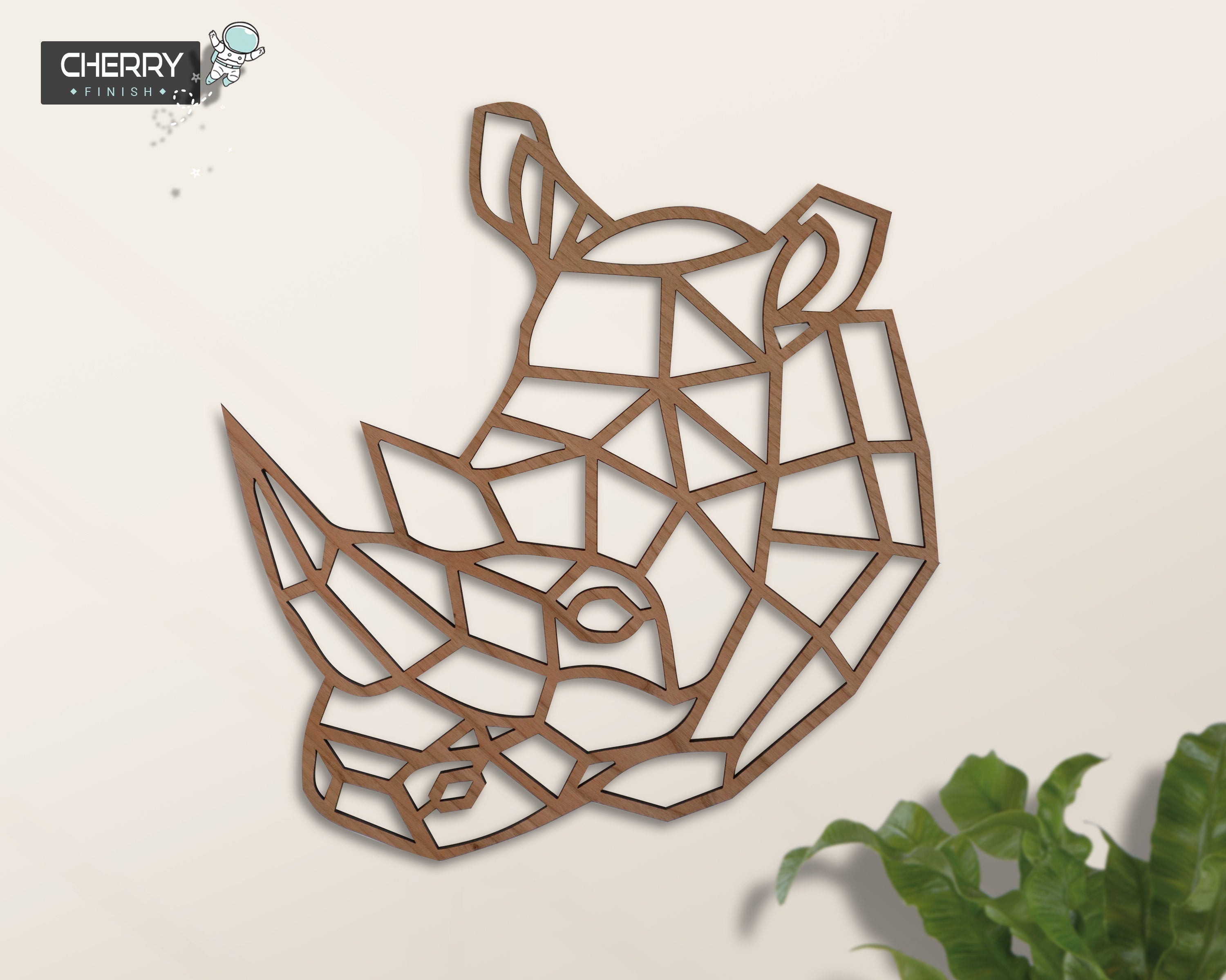 Safari Themed Wall Art, Wooden Geometric - Rhino