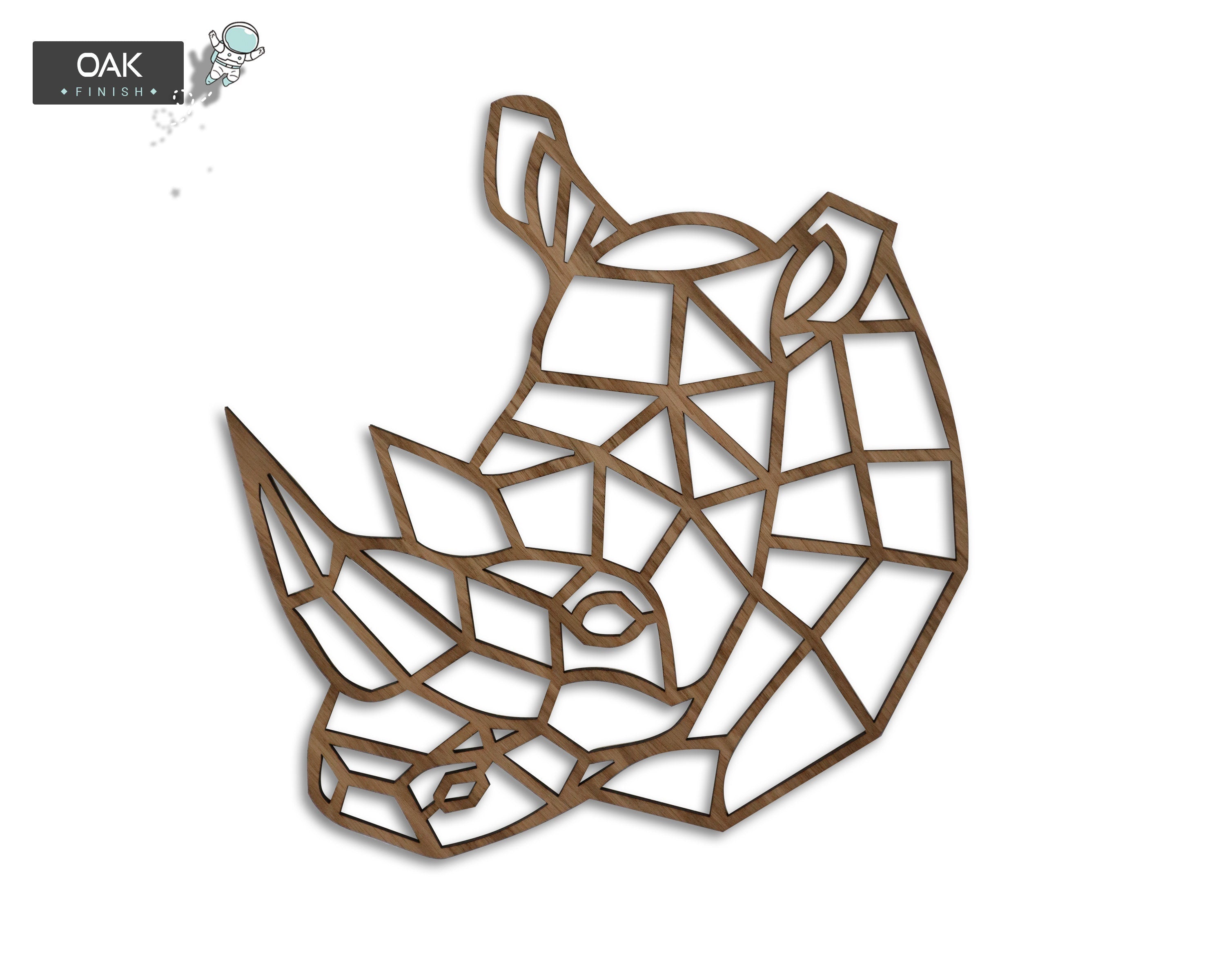 Safari Themed Wall Art, Wooden Geometric - Rhino