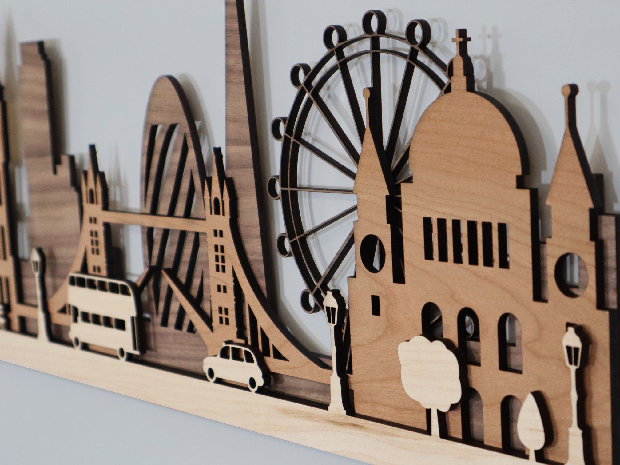 London Wooden Skylines Themed Contemporary Wall Decor Art