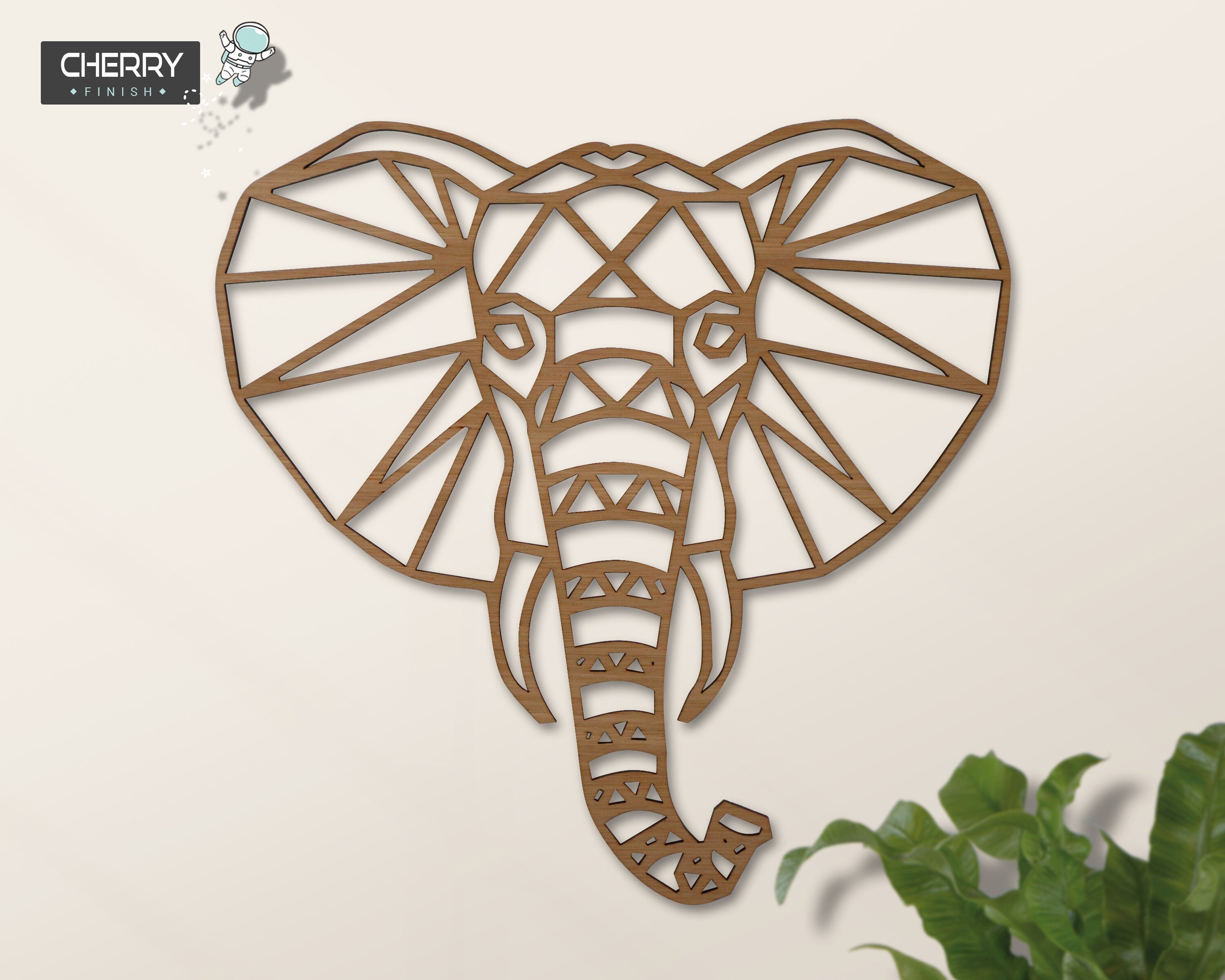 Safari Themed Wall Art, Wooden Geometric Elephant