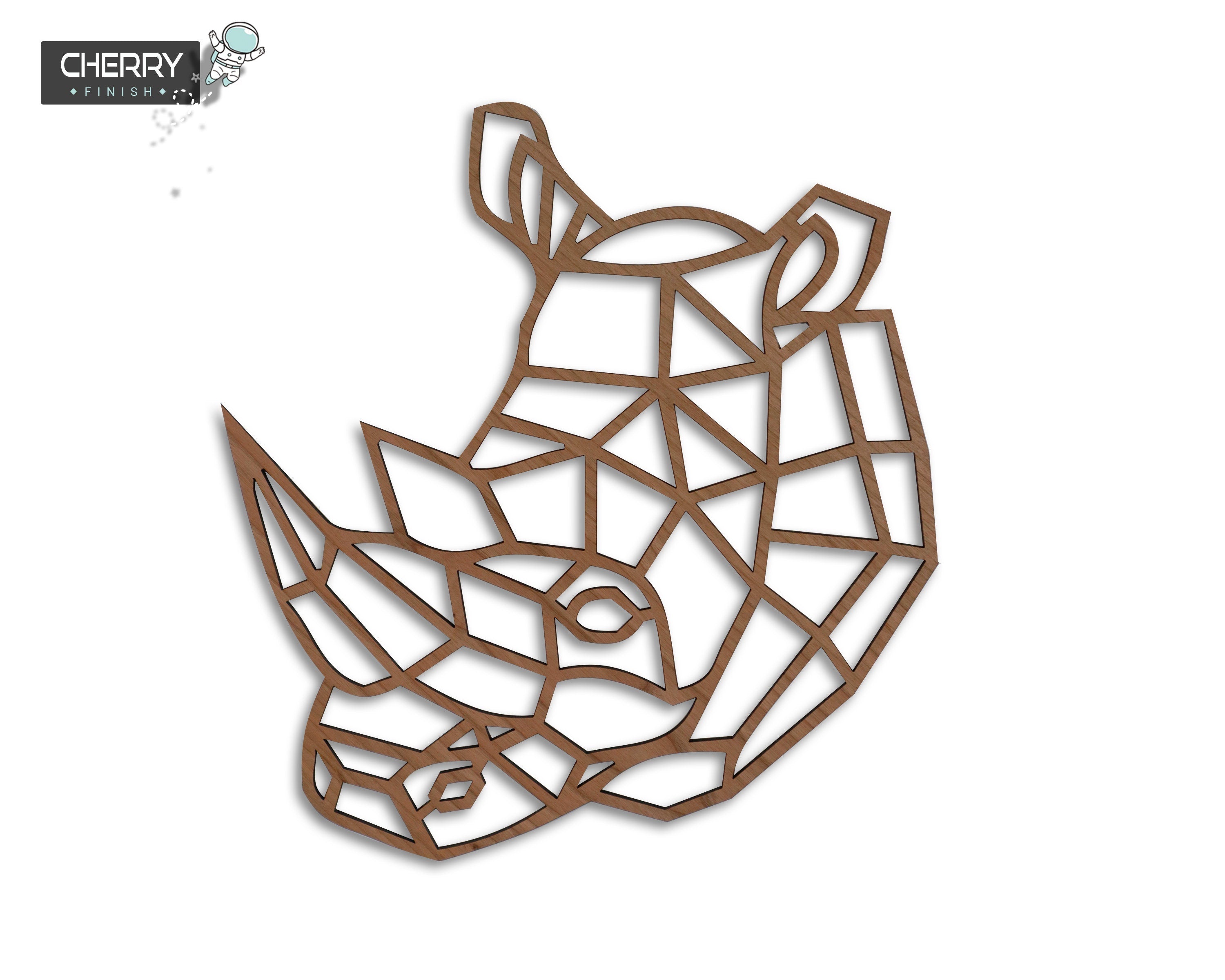 Safari Themed Wall Art, Wooden Geometric - Rhino