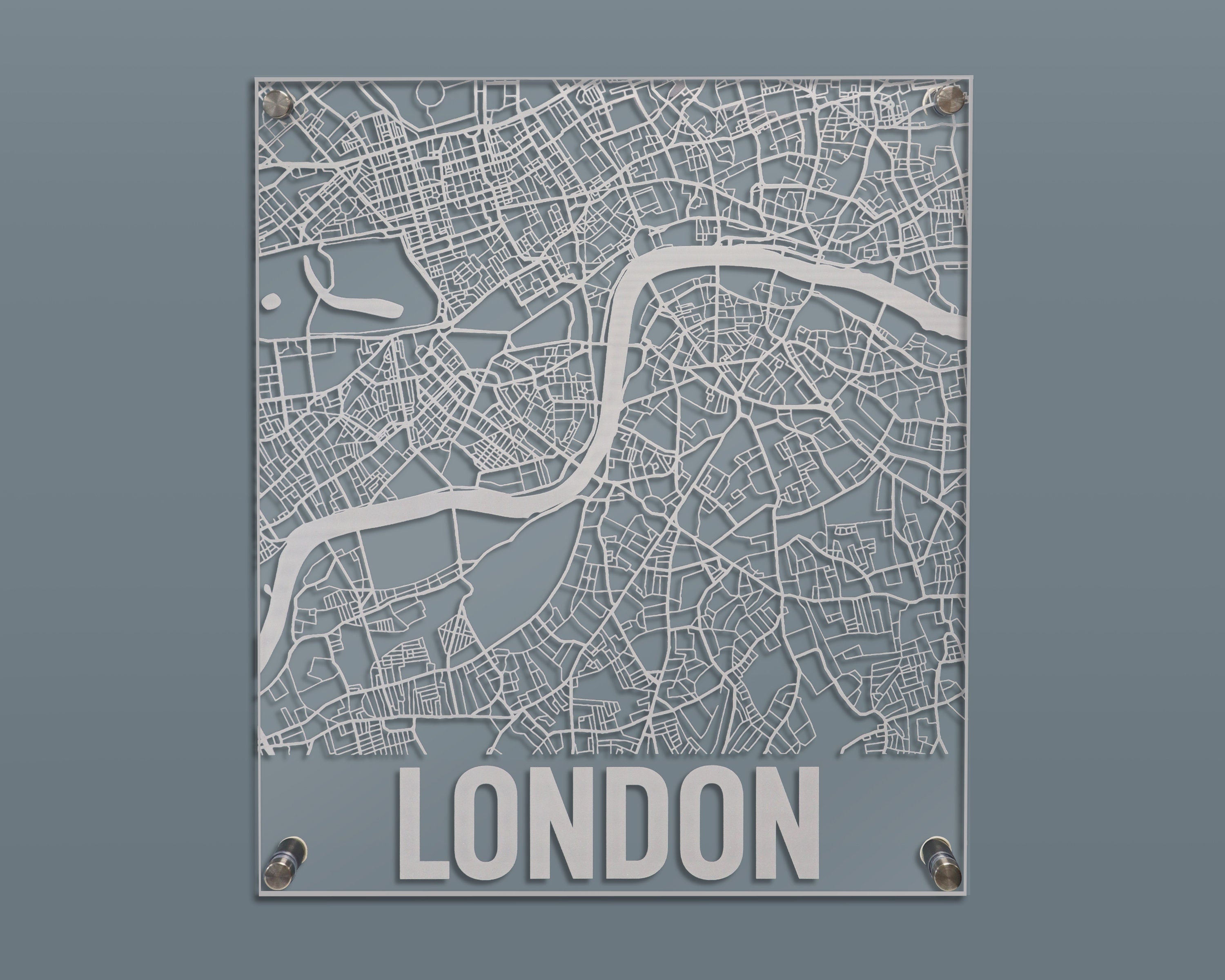 Engraved London City Wall Art Map