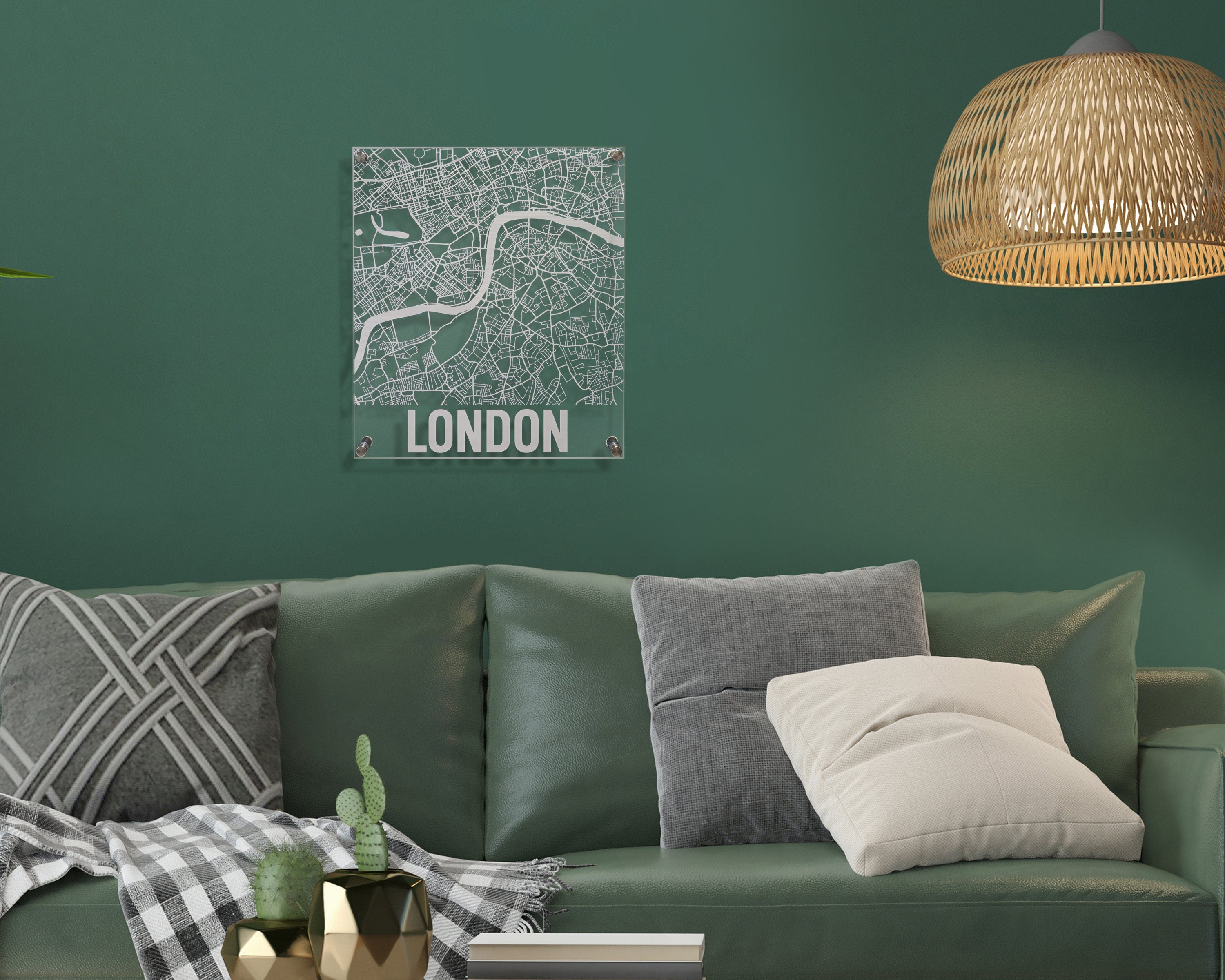 Engraved London City Wall Art Map