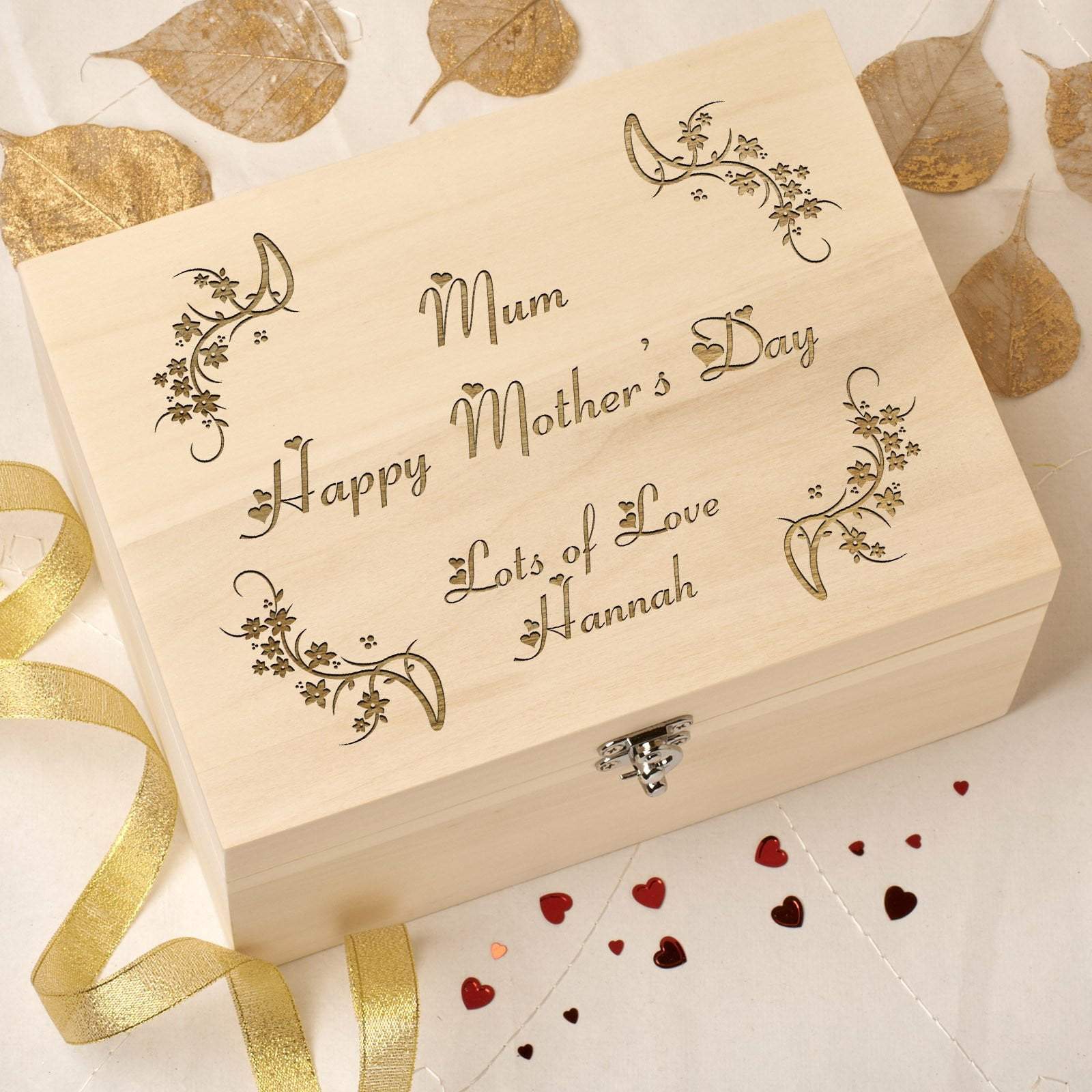 Keepsake Box - Personalised Wooden Keepsake Memory Box - Mother's Day