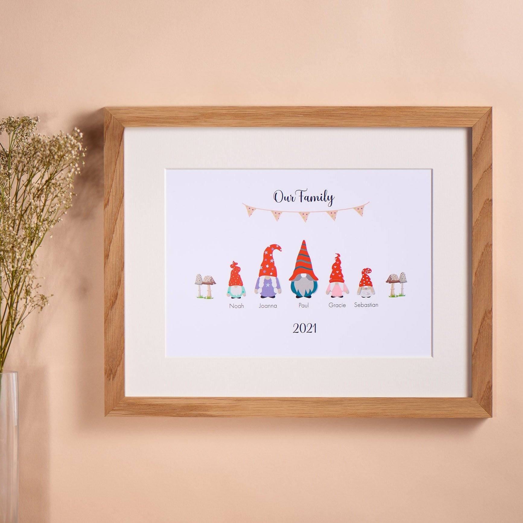 Print - Personalised Gonk Gnome Family Print - Bunting