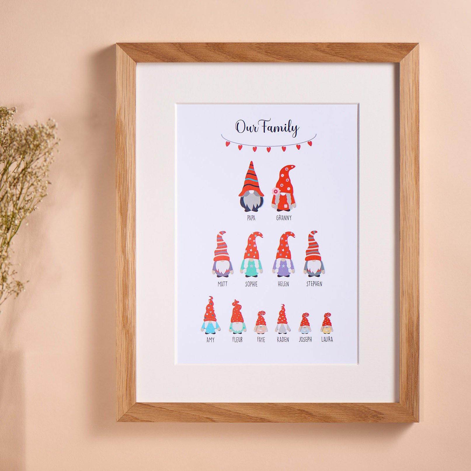 Print - Personalised Gonk Gnome Family Print - Family Tree