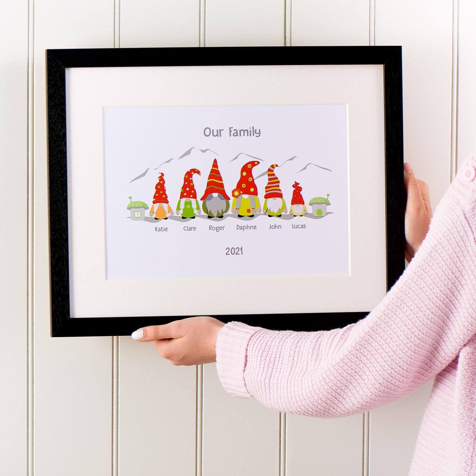 Print - Personalised Gonk Gnome Family Print - Mountain Scene